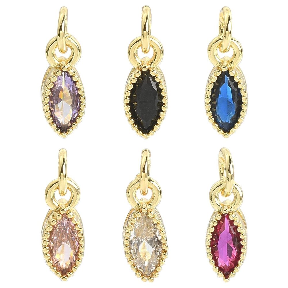 2531 20pcs Cubic Zirconia Brass Horse Eye Shape Charms - 18K Gold Plated